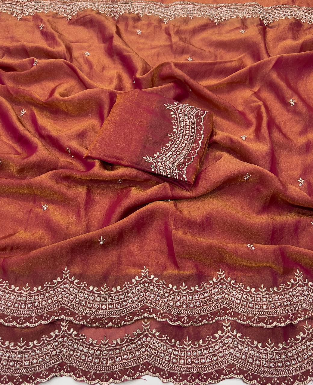 Multi Emrodairy Work Saree