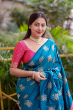 Vintage Style Borderless Soft Silk Woven Saree