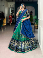 Tasar Silk Kalamkari Print Wedding lehenga