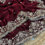 Grand party wear saree in original gold beeds work