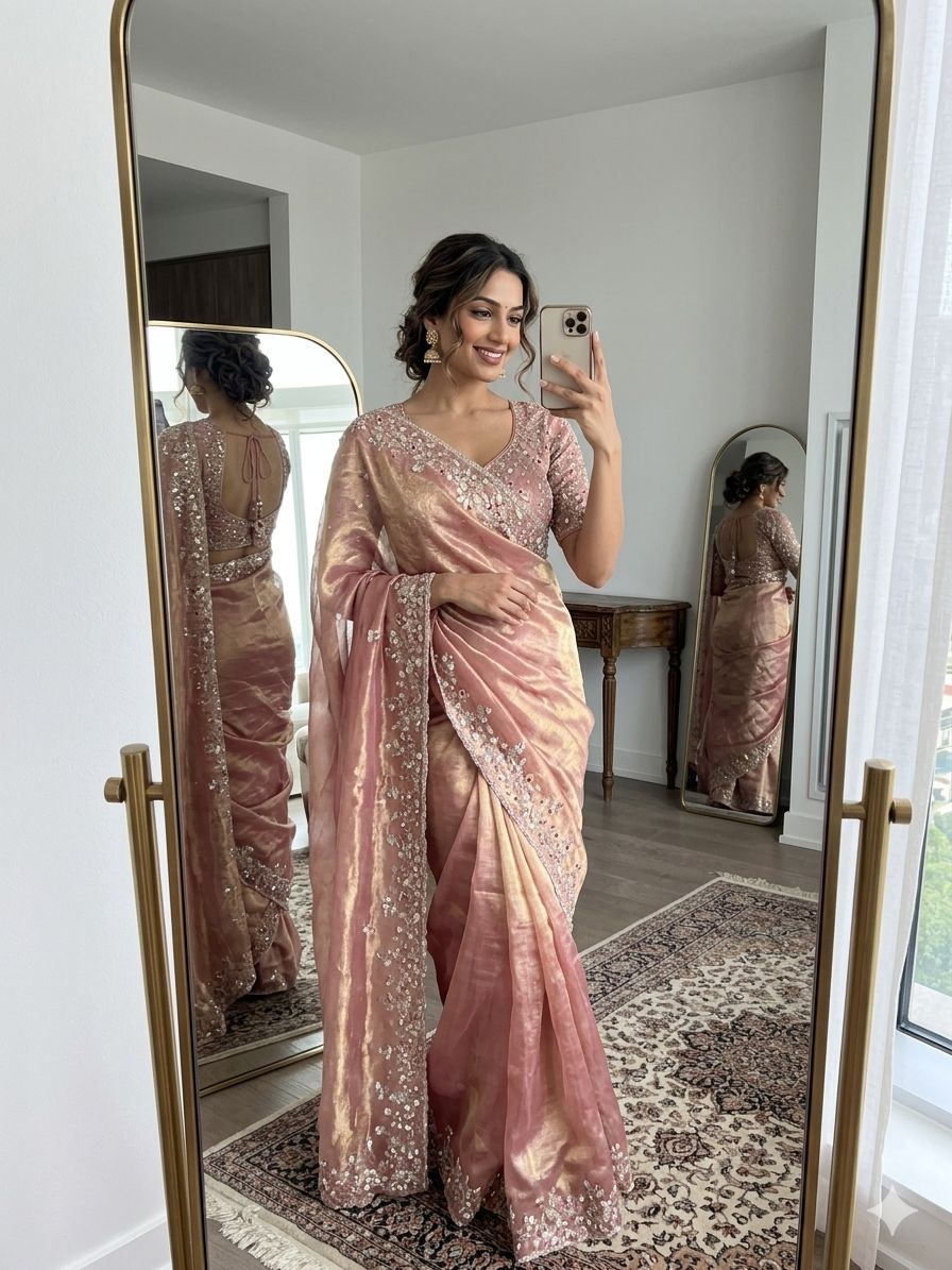 Pure soft Fandy Satin Silk Saree