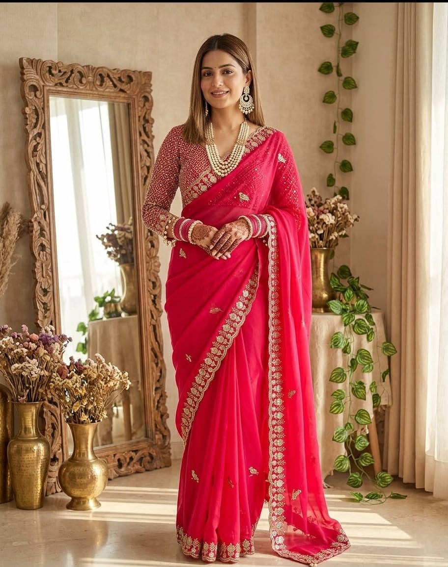 Very Soft nd elegant Rich look fendy sartin Saree