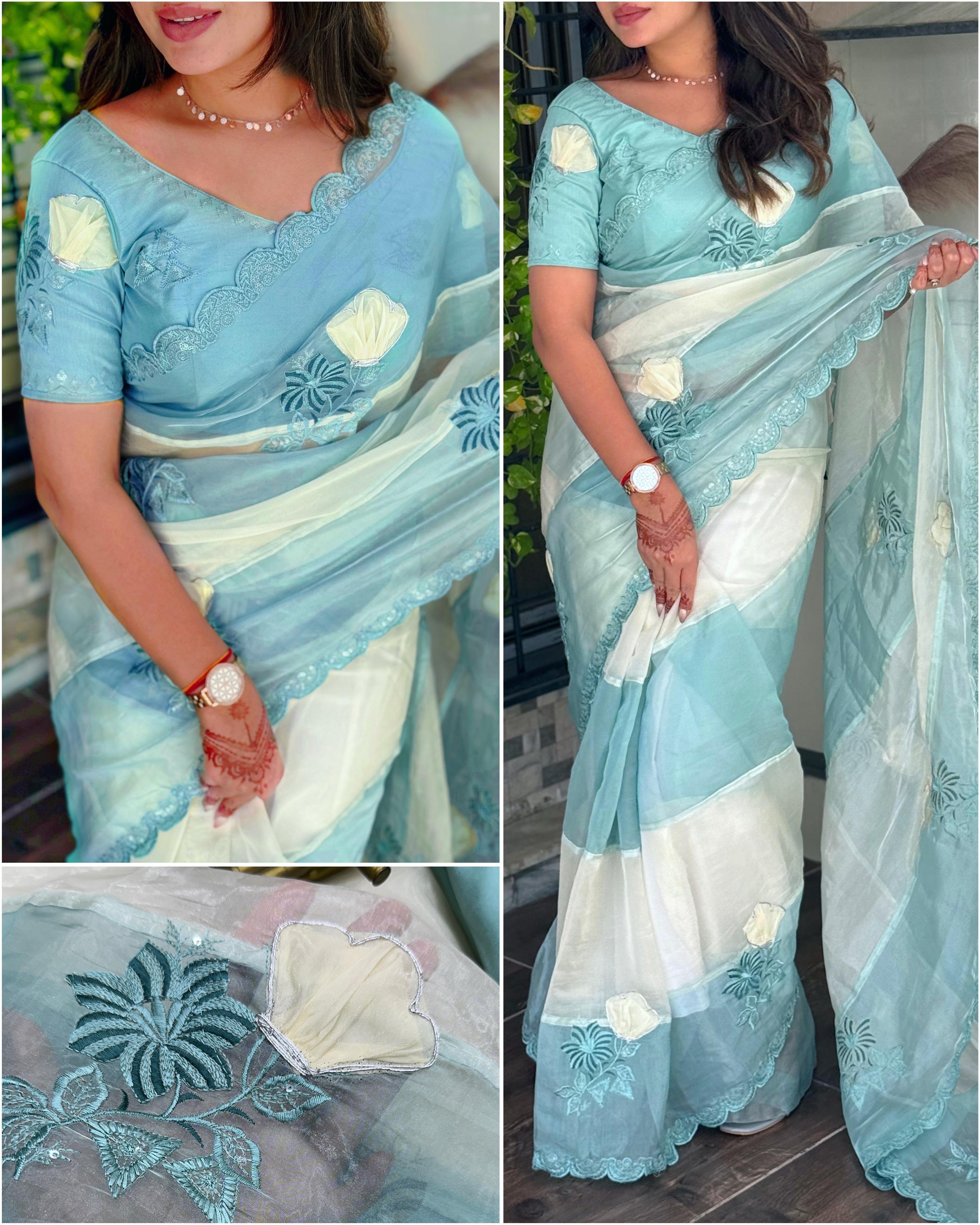 CRYSTAL ORGANZA SAREE