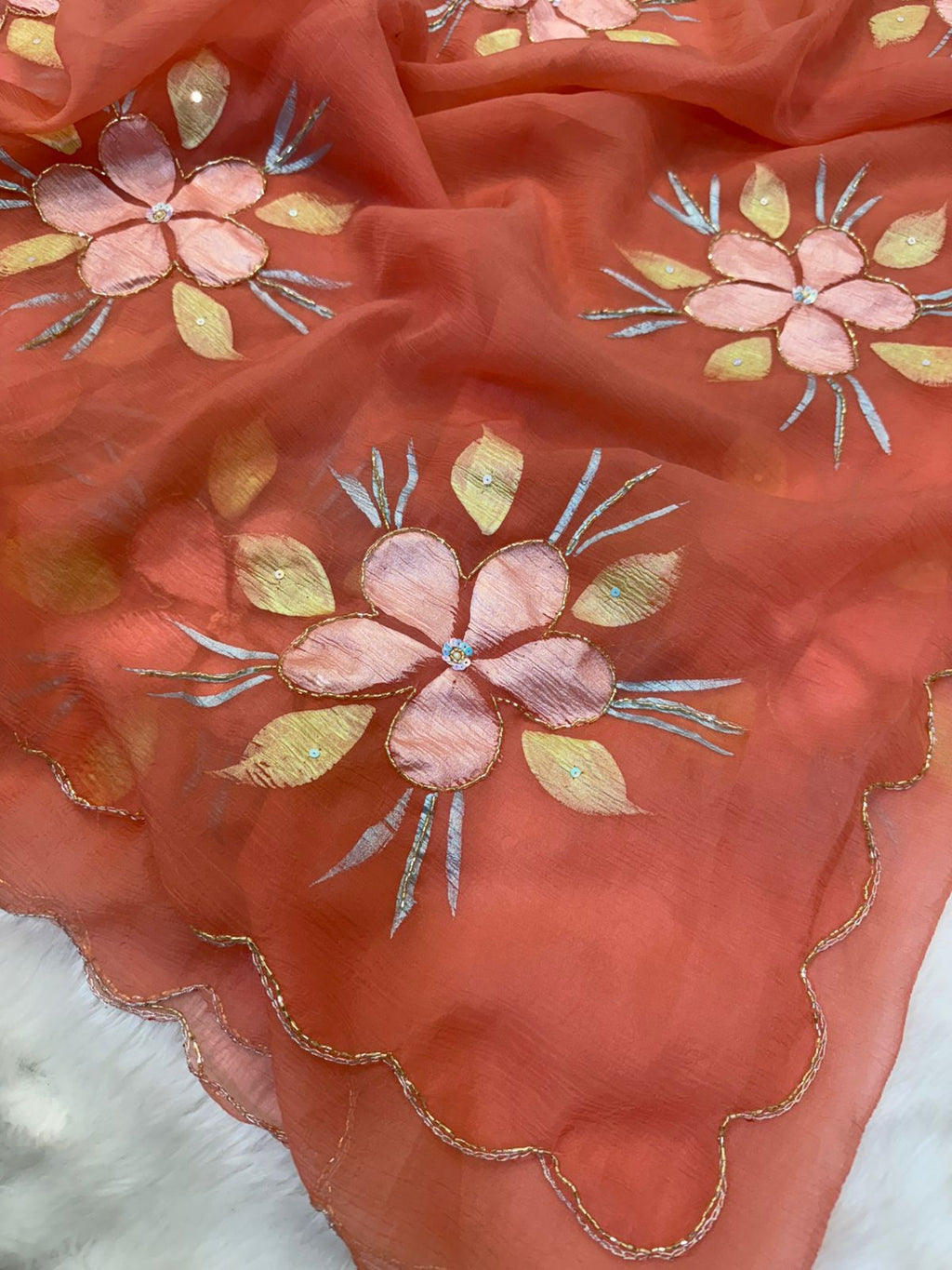 Pure bari chiffon silk saree