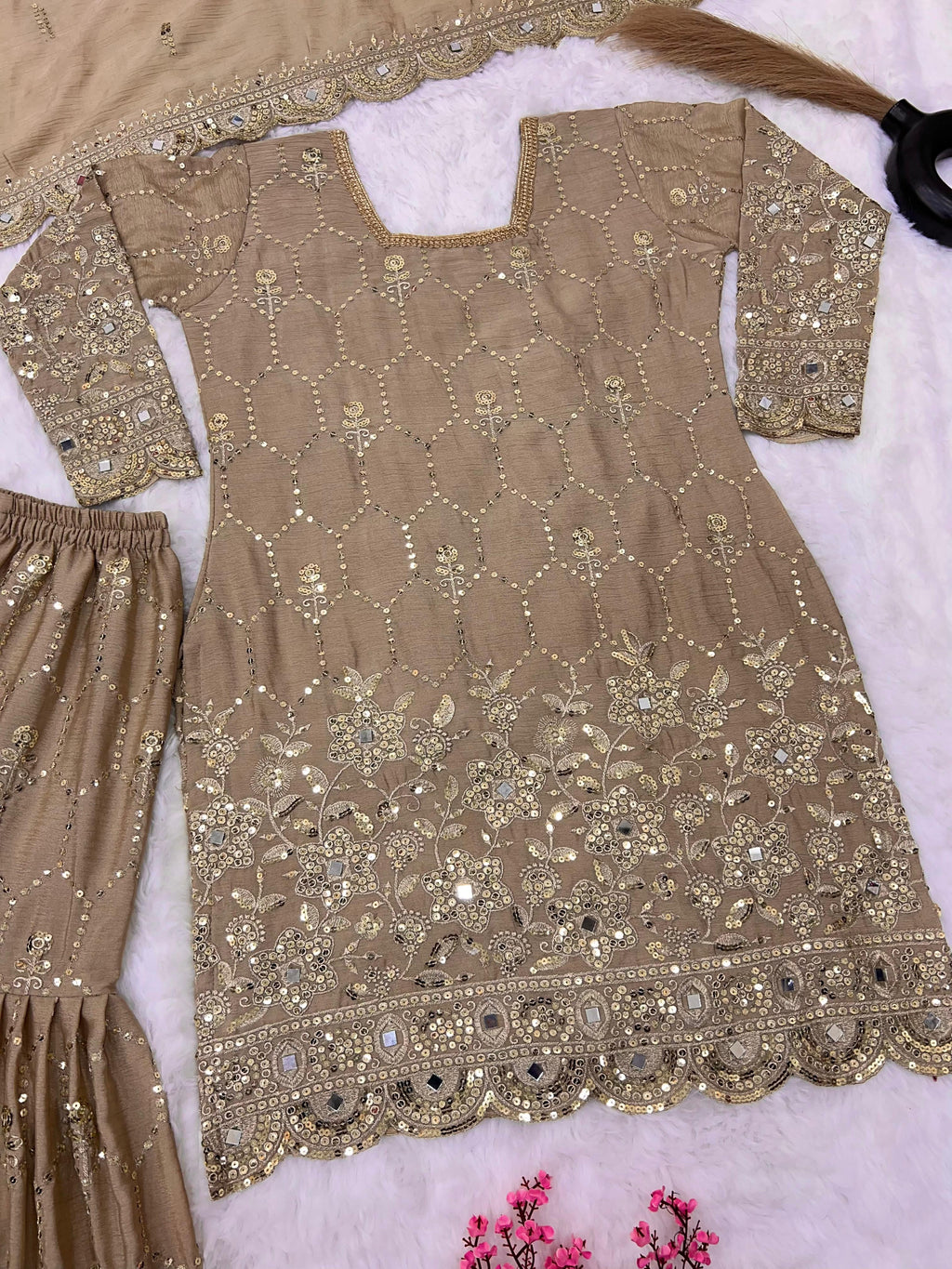 Pure Heavy Chinnon Silk Top Plazzo