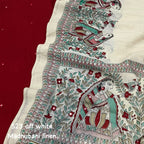Soft Linen Saree With Madhubani Prints.