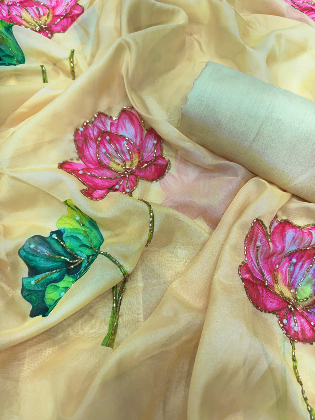Floral Printed Tebby Silk saree