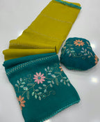 Crunchy pedding Embroidery & sequence Saree