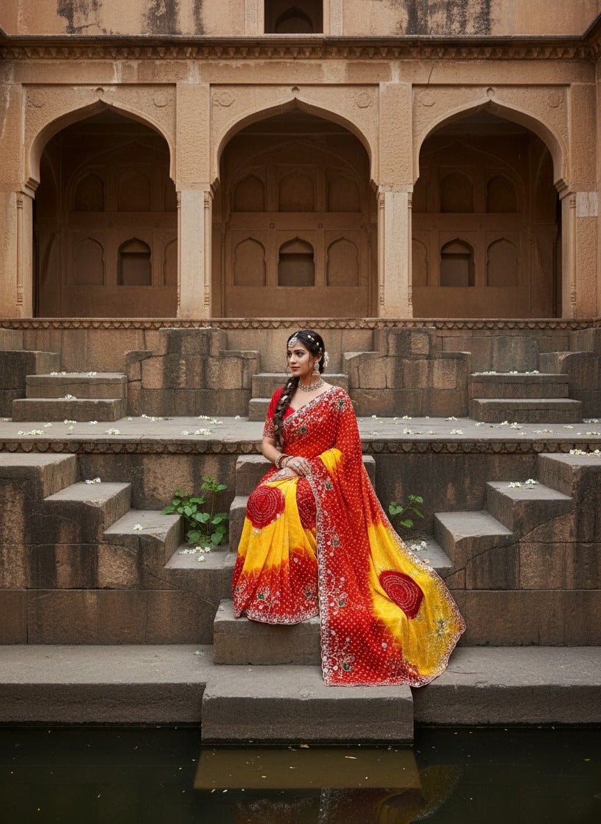 Beautifully crafted Traditional Georgette Saree