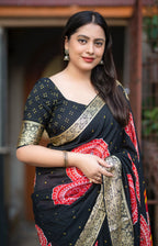 Soft Cotton Crape Saree With Bhandani Prints