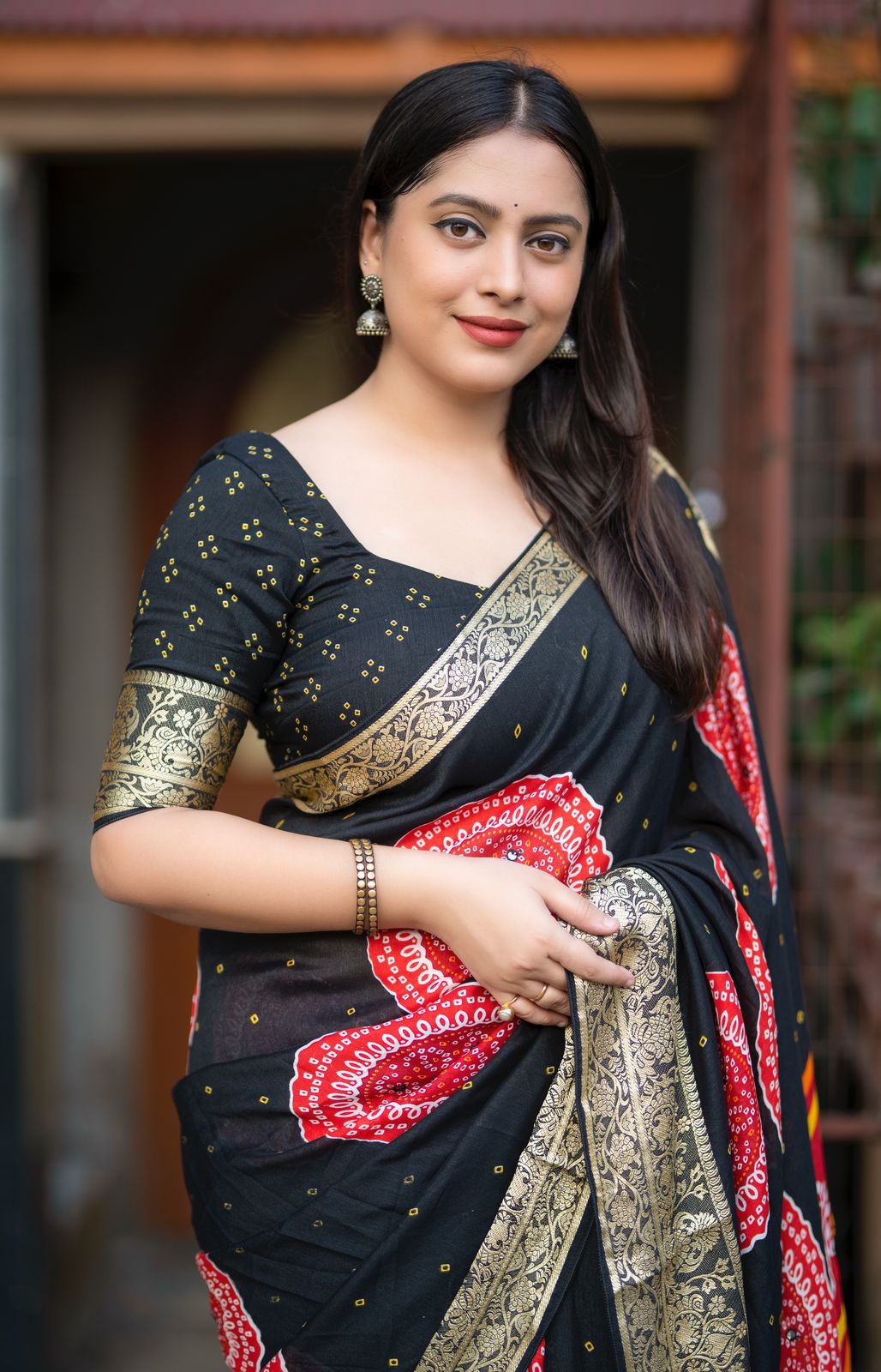 Soft Cotton Crape Saree With Bhandani Prints