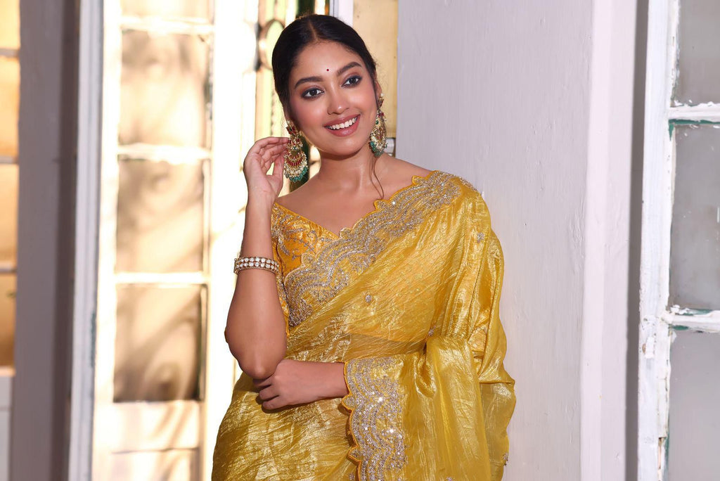 Premium Gold Crush Pure Fabric Saree