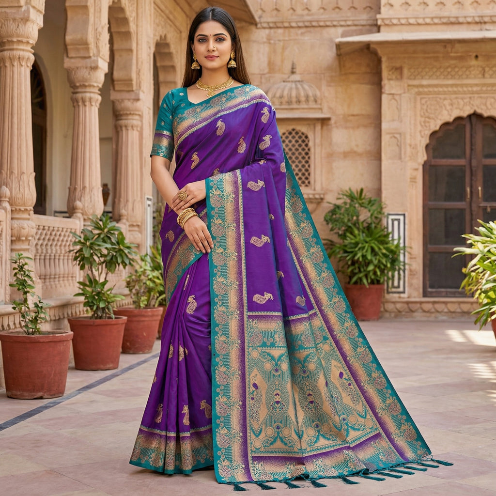 Soft Paithani silk Elegant zari weaving Saree