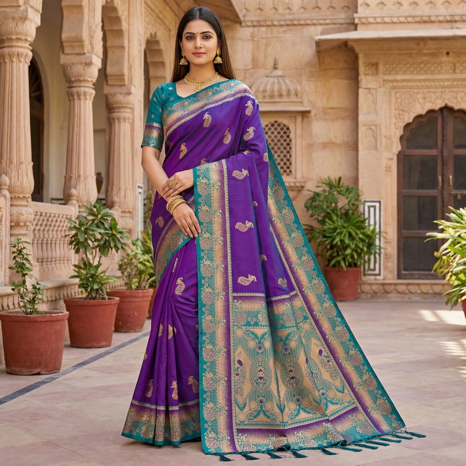 Soft Paithani silk Elegant zari weaving Saree