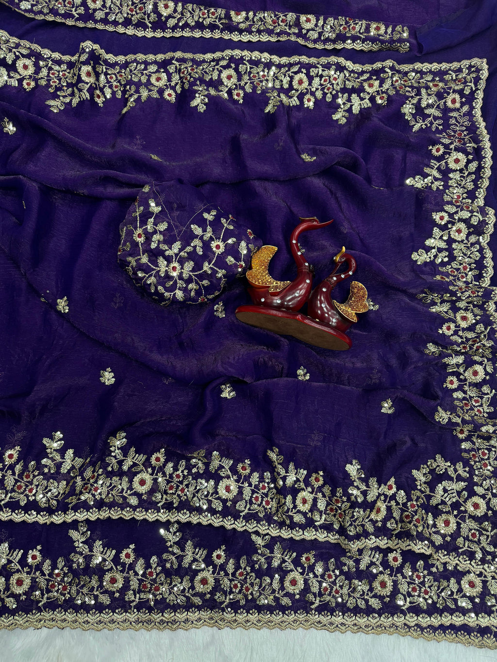 Frendy Chiffon Beautiful Sequence Saree Multicolore