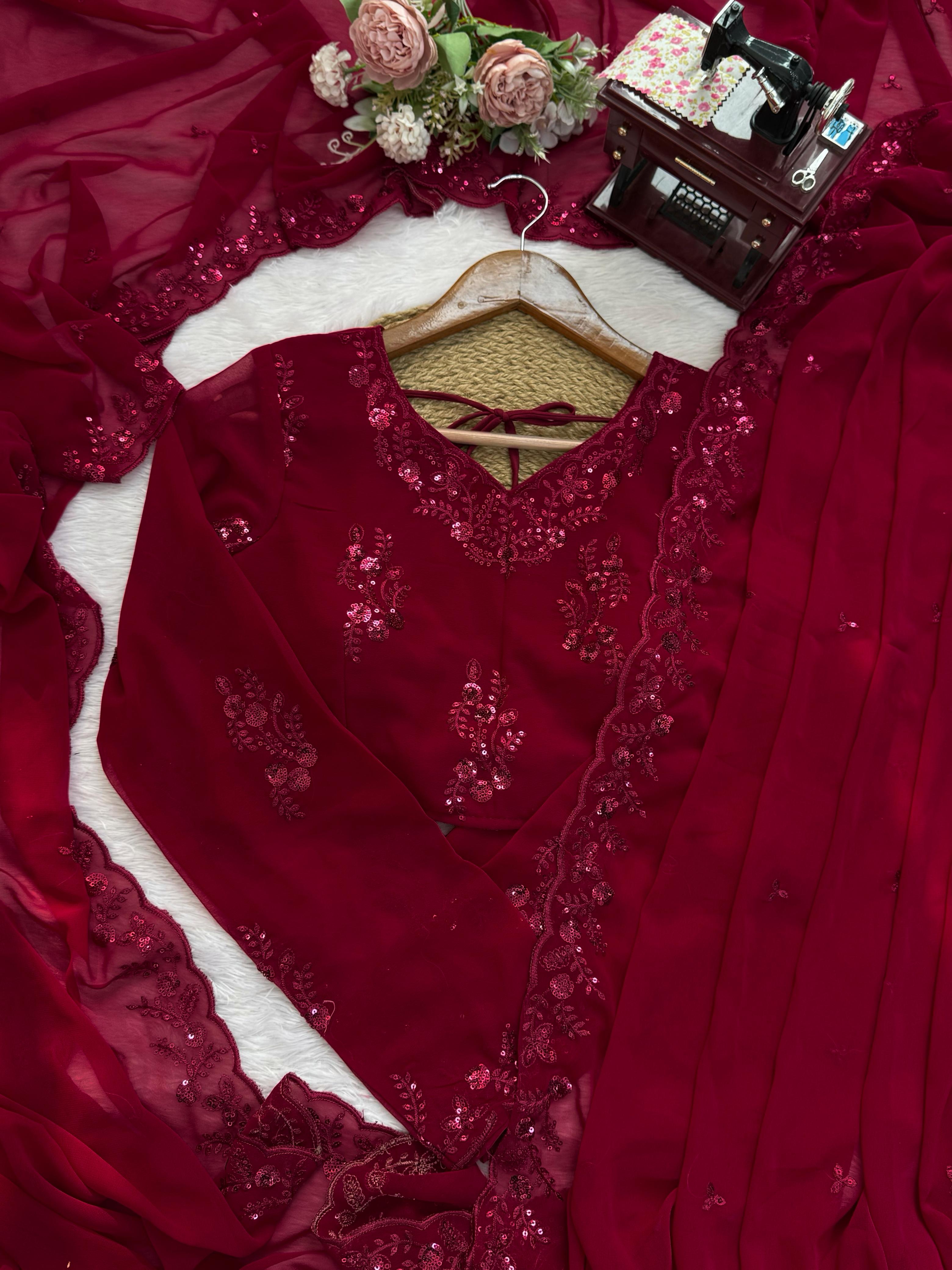Faux Georgette Saree With Dupatta