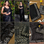 Bollywood Soft Black Rangoli Saree