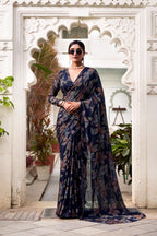 FLORAL LUREX BRASSO SAREE👗