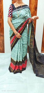 Plain Digital Print Saree
