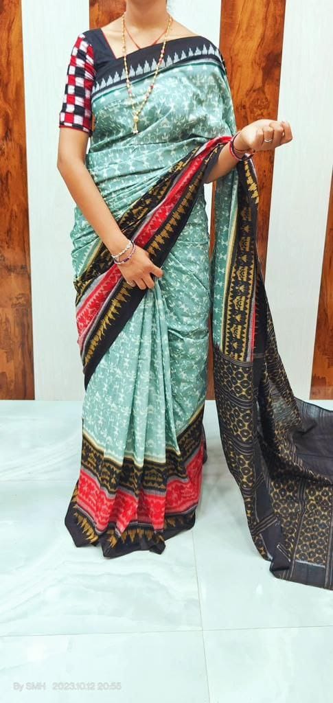 Plain Digital Print Saree