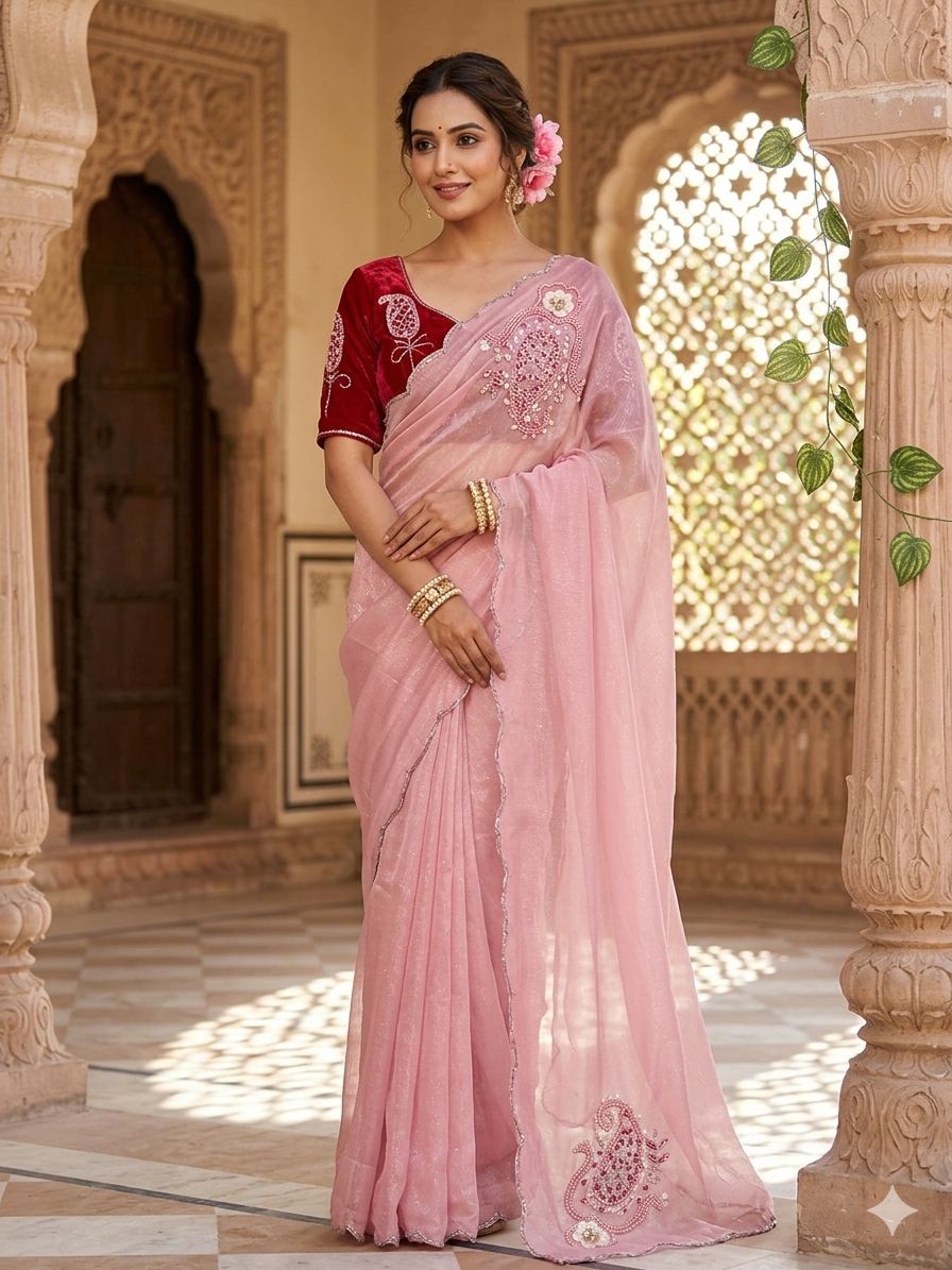 Pure soft nd elegant Shimmer silk saree