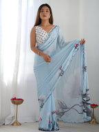 FLORA GORGETTE DIGITAL PRINT SAREE