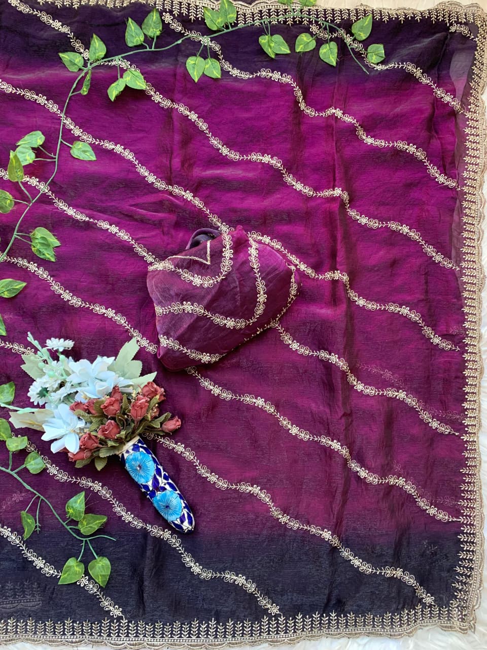 Rich look fendy chiffon pedding saree
