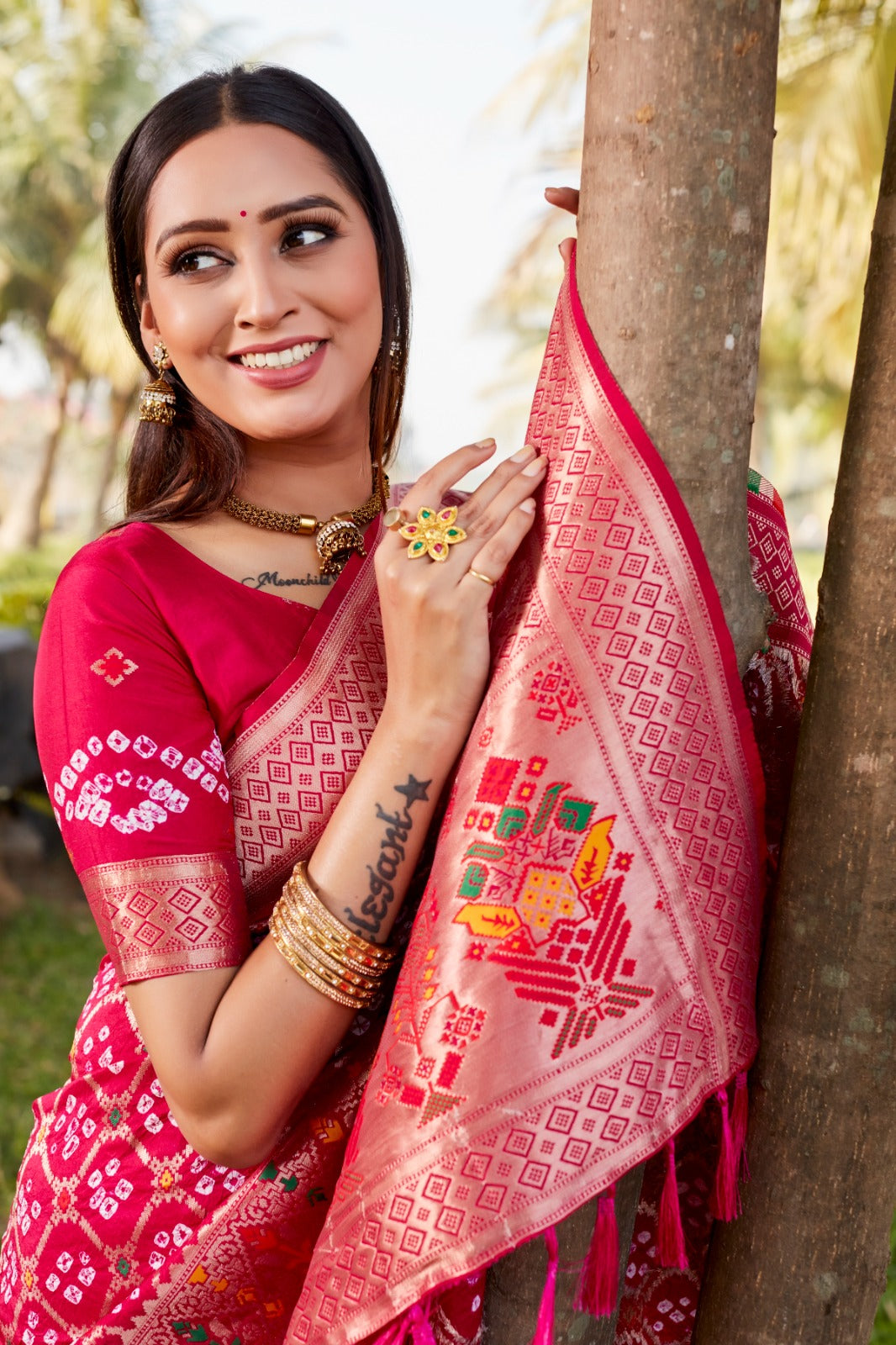 Pure Gharchola Bandhej silk saree