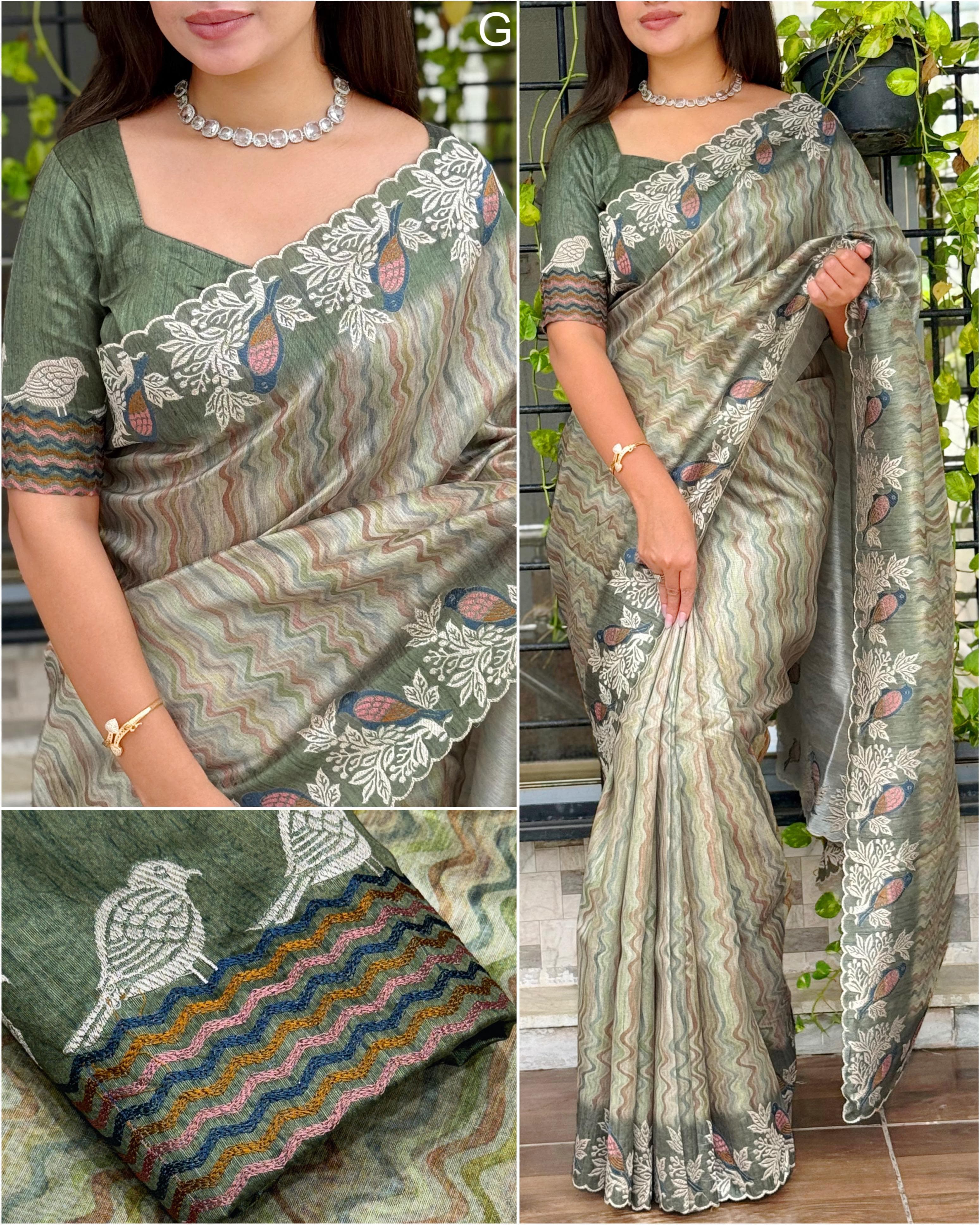 OURE TUSSER SILK DIGITAL PRINT SAREE