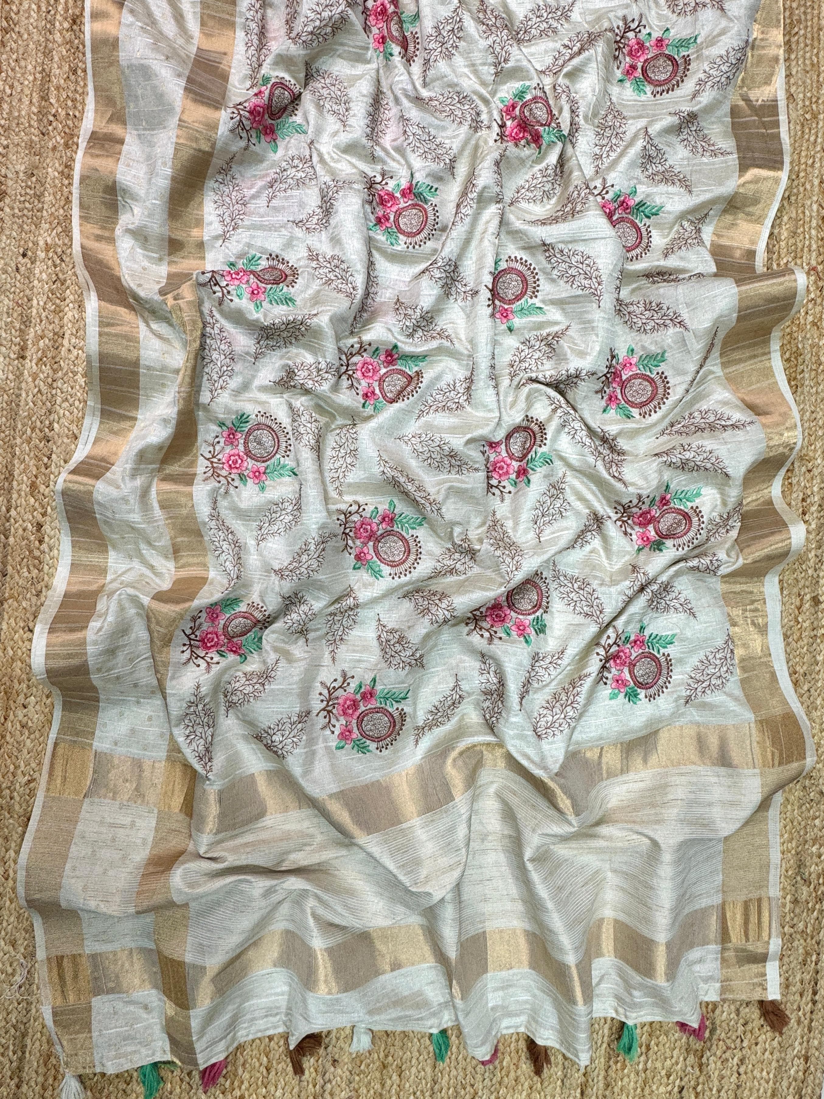 Tusser cotton Jacquard Saree