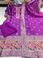 Sanvi - Purple Blended Paithani Silk Suit-Salwar