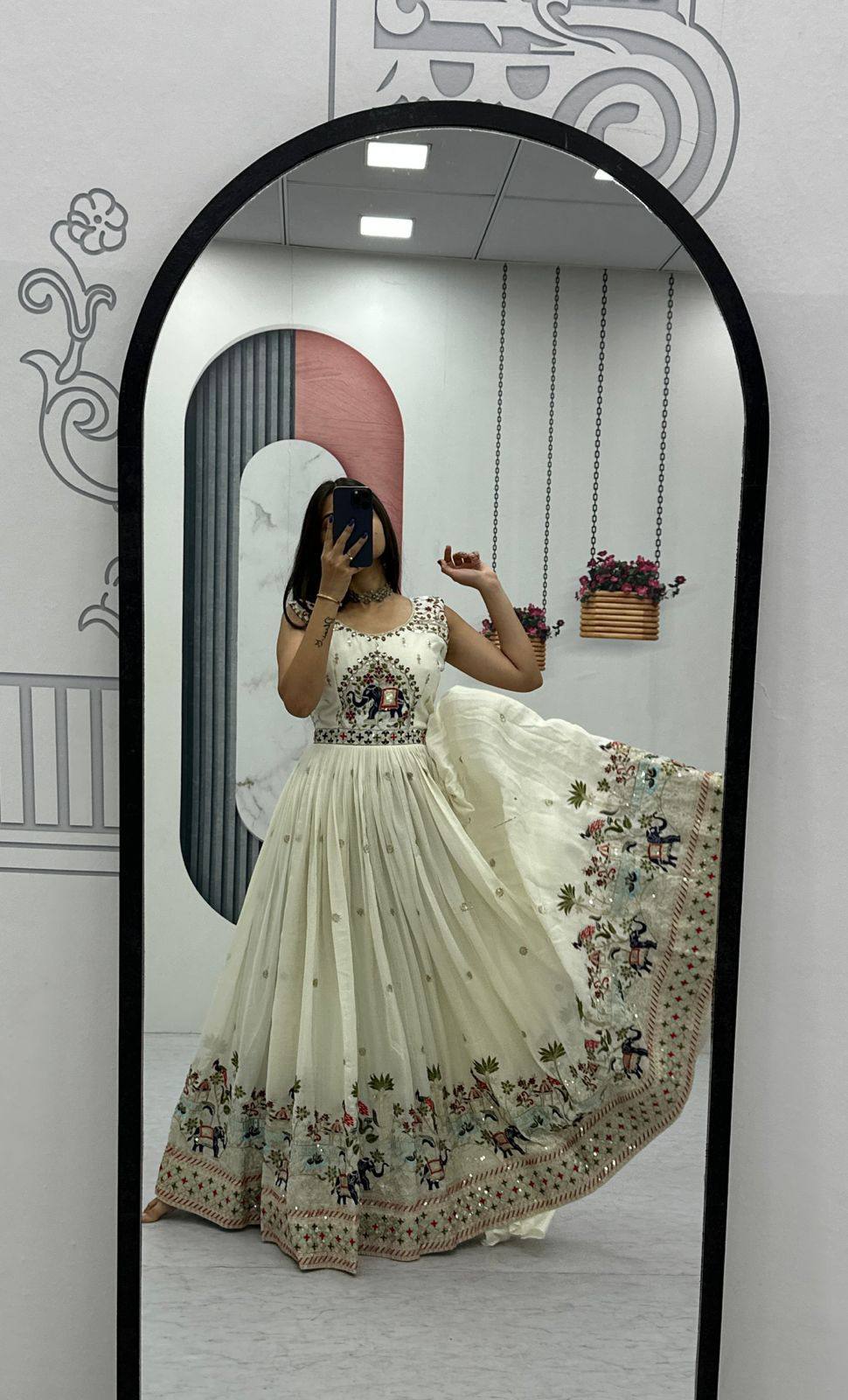 Embroidery Thread & Sequence Work Festival Gown