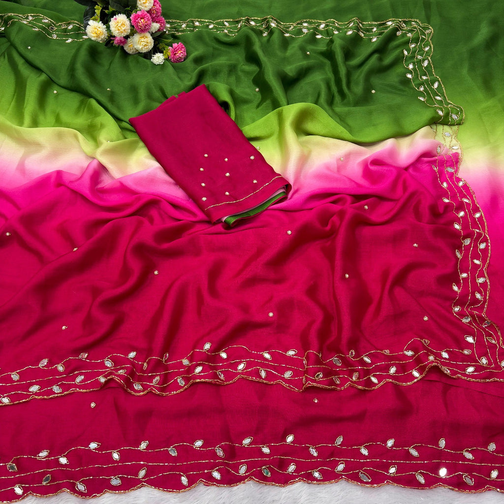 Pure Soft Chinon Peding 2d Saree