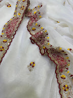 Soft Crunchy Beautiful Aplic work Saree