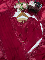 Faux Georgette Saree With Dupatta