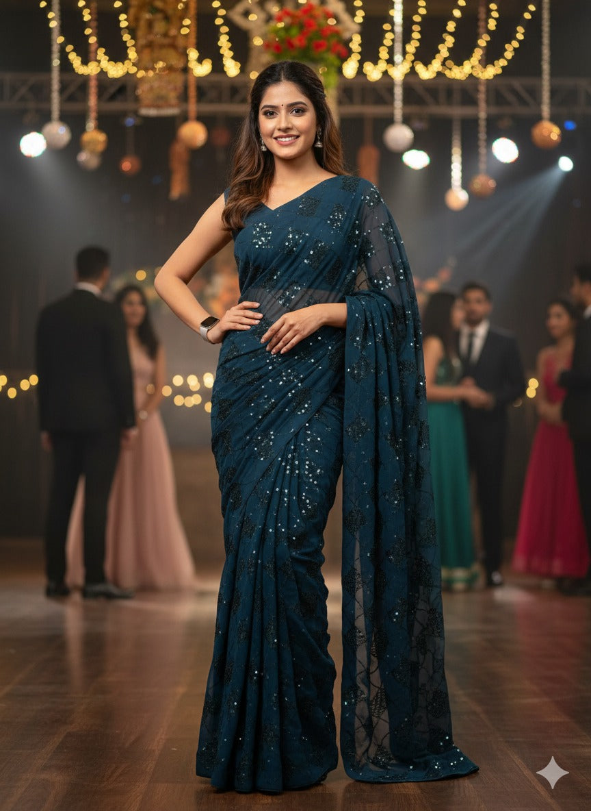 Georgette Sequence Saree