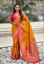 Soft Silk Zari Woven Patola Leheriya Saree with Contrast Weaves