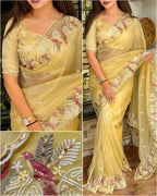 Panchi Leno Net Organza Saree