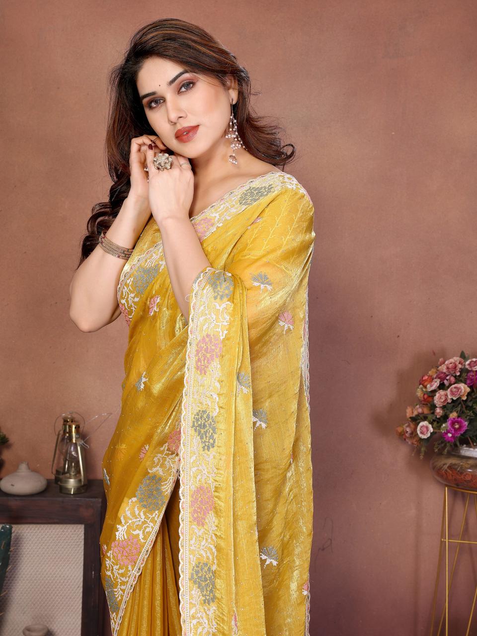 Wedding Soft Fendy Chiffon Silk Saree