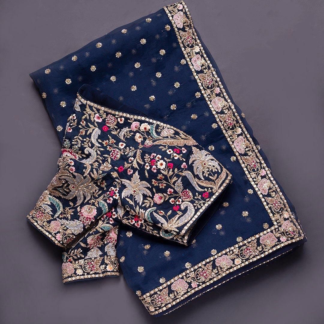 HEAVY GEORGETTE FABRIC ON BEAUTIFUL EMBROIDERY BUTTI WORK SAREE