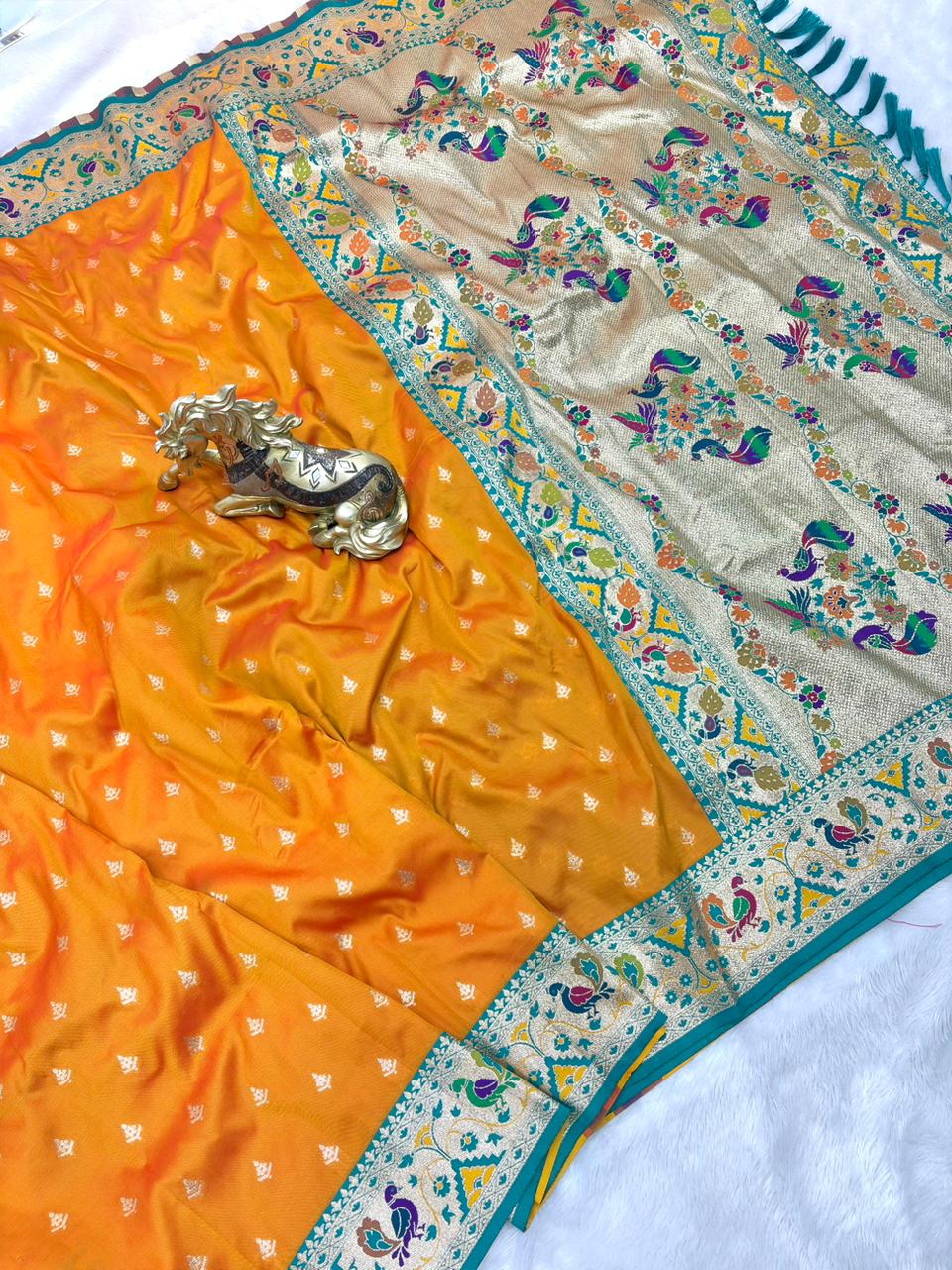 Soft Silk Paithani Saree With Gold Zari