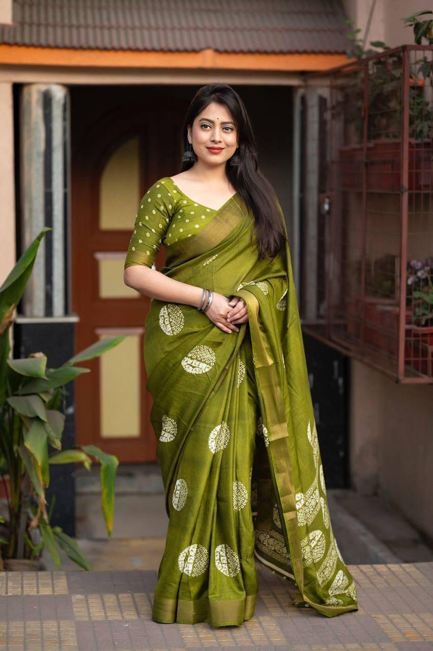 Soft Cotton Crape Batik Prints Saree