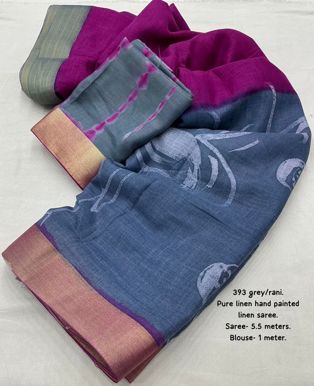 New Beautiful Handcrafted Pure Linen Saree