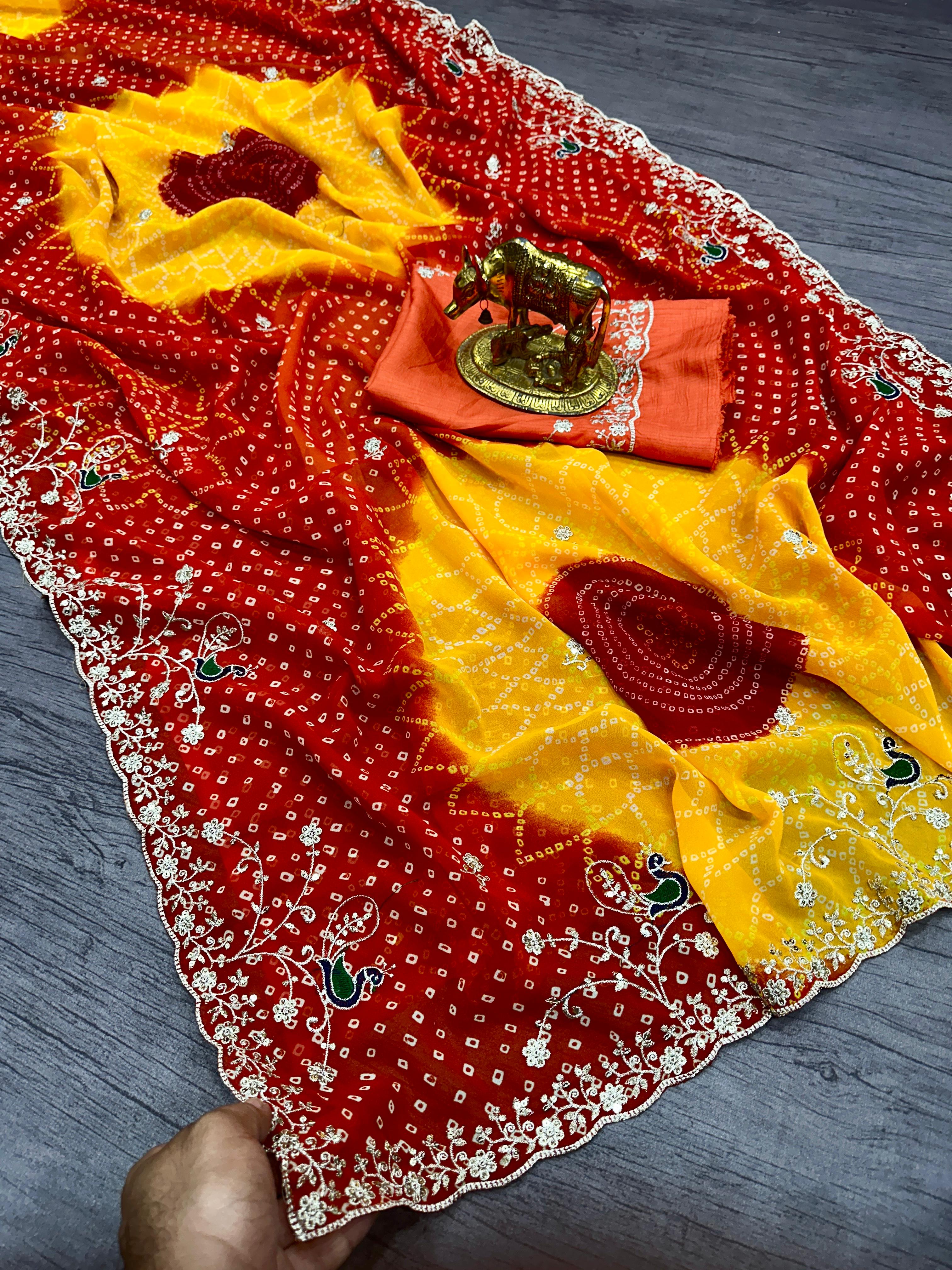 Beautifully crafted Traditional Georgette Saree
