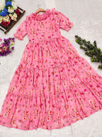 Carnation Pink Georgette Frock