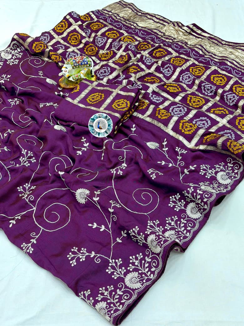 Super Soft Golden Cherod silk Fabric Sarees