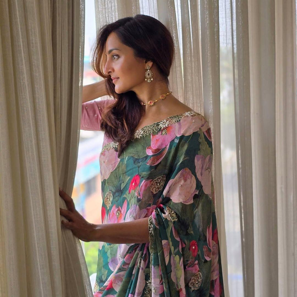 SOFT CHINNON FABRIC TRANDING SAREE