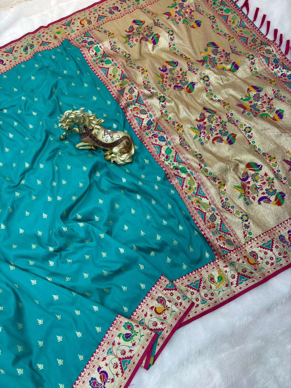 Soft Silk Paithani Saree With Gold Zari
