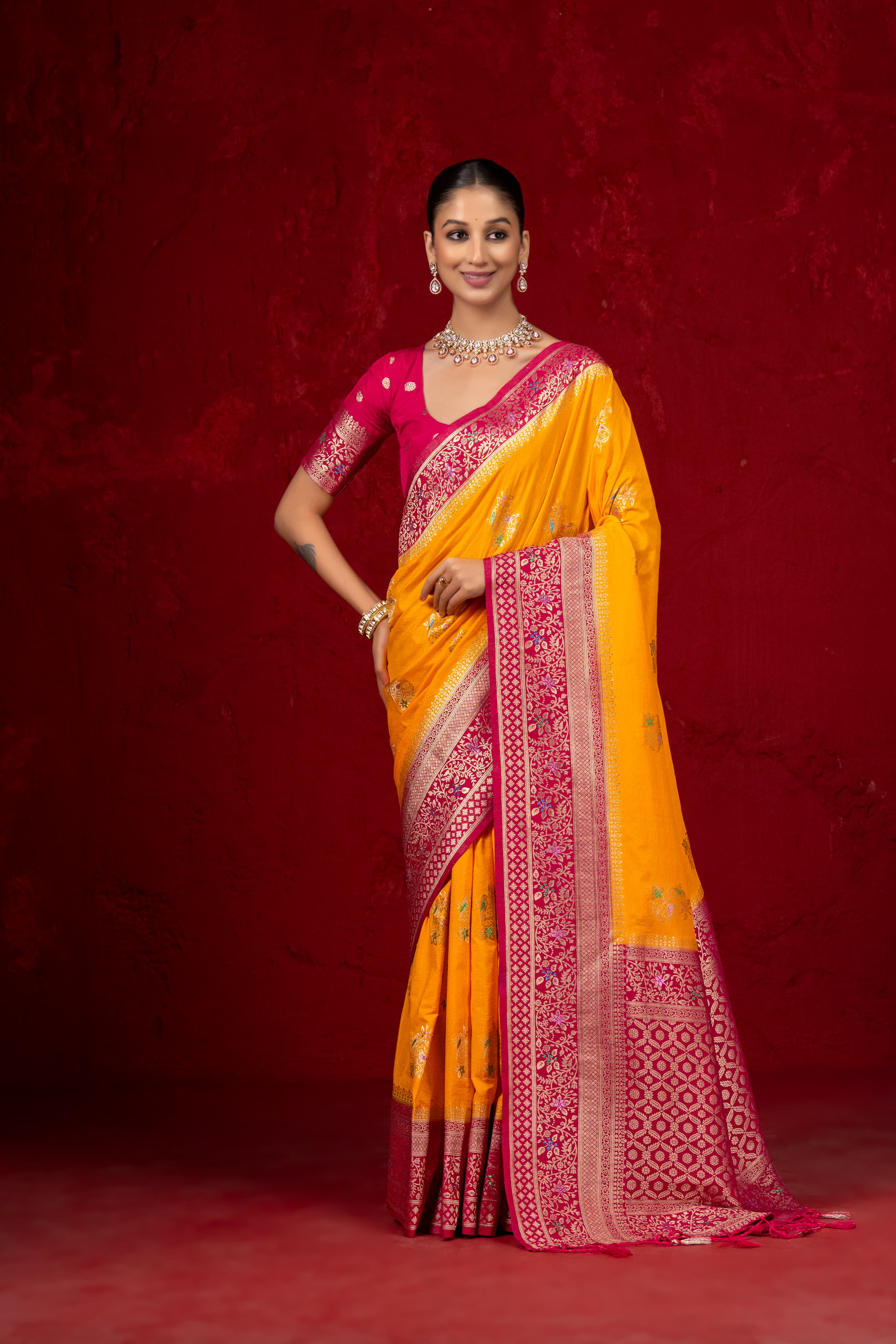 Pure Khaddi Crep Georgette Antique Colour Saree