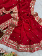 Wedding Special Pure Georgette Sequance  Saree